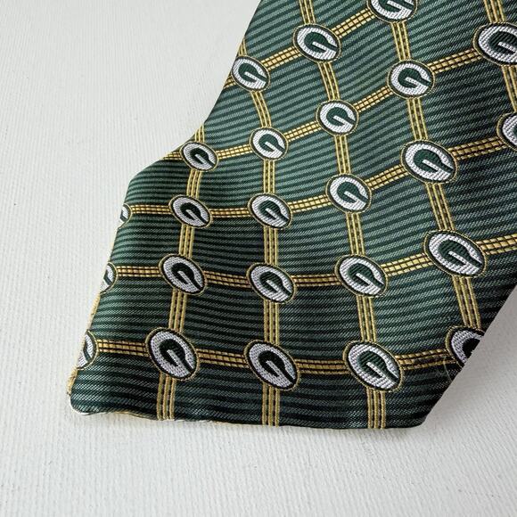 NFL Green Bay Packers Reversible Silk Tie 100% Silk Vintage Logo Pattern - Picture 15 of 16